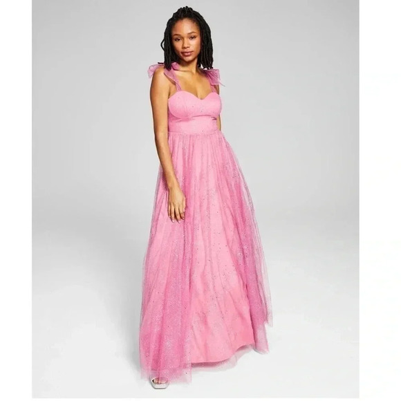 NWT City Studio Pink Sparkle Gown - Picture 1 of 16